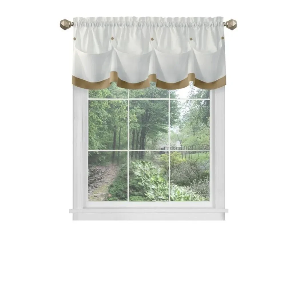 PowerSellerUSA Two-Tone Valance for Kitchen Windows, Living Room, Dining Room